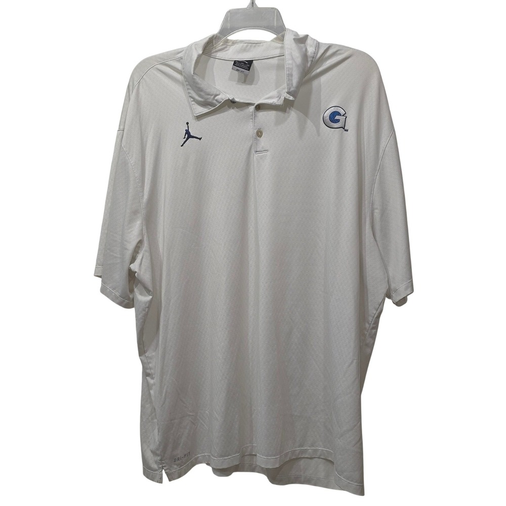 Jordan Georgetown Hoyas Dri-FIT Polo Shirt Mens 3XL White Jumpman 25262X-GT2